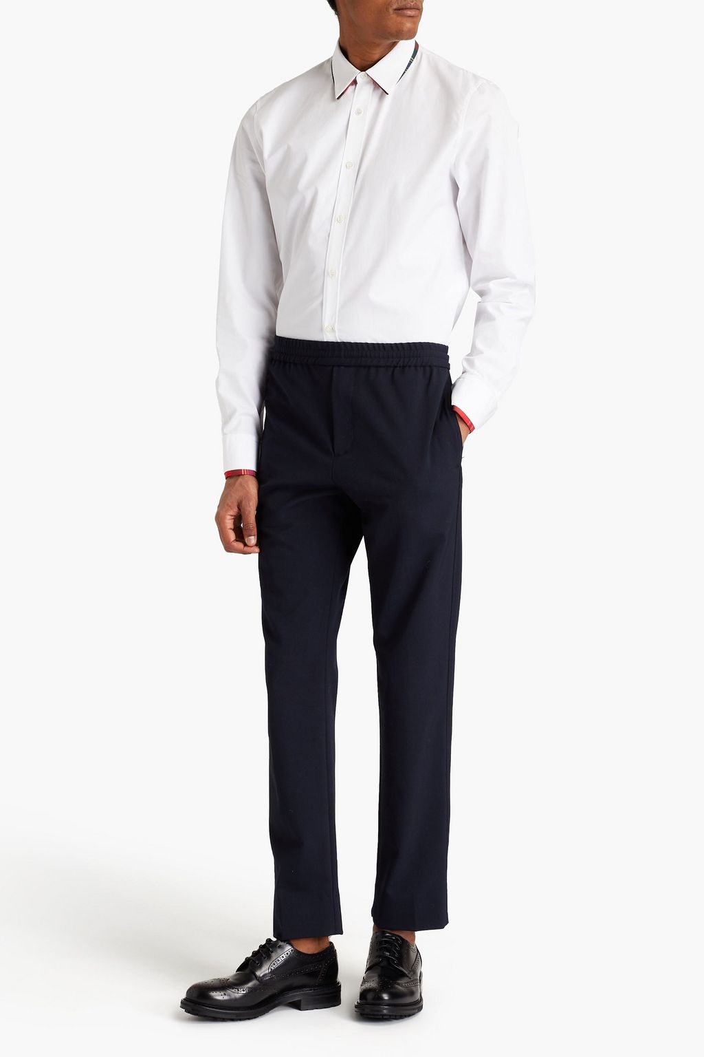 MCQUEEN Flannel-trimmed cotton-poplin shirt