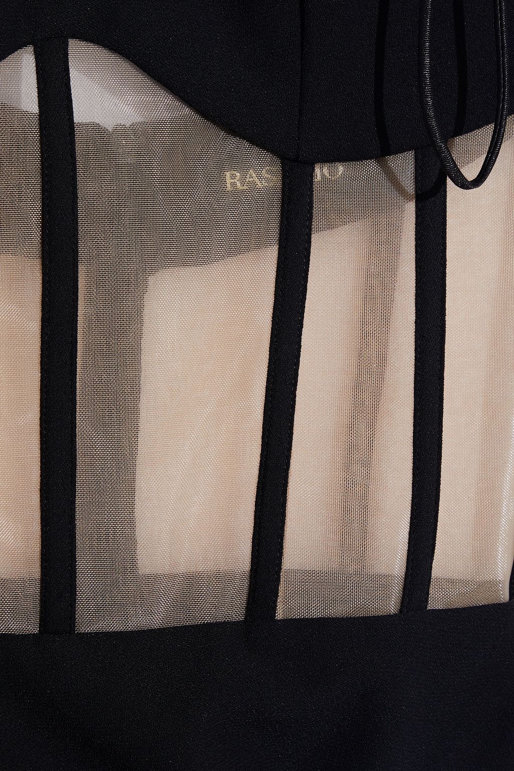 RASARIO Tulle-paneled crepe midi dress