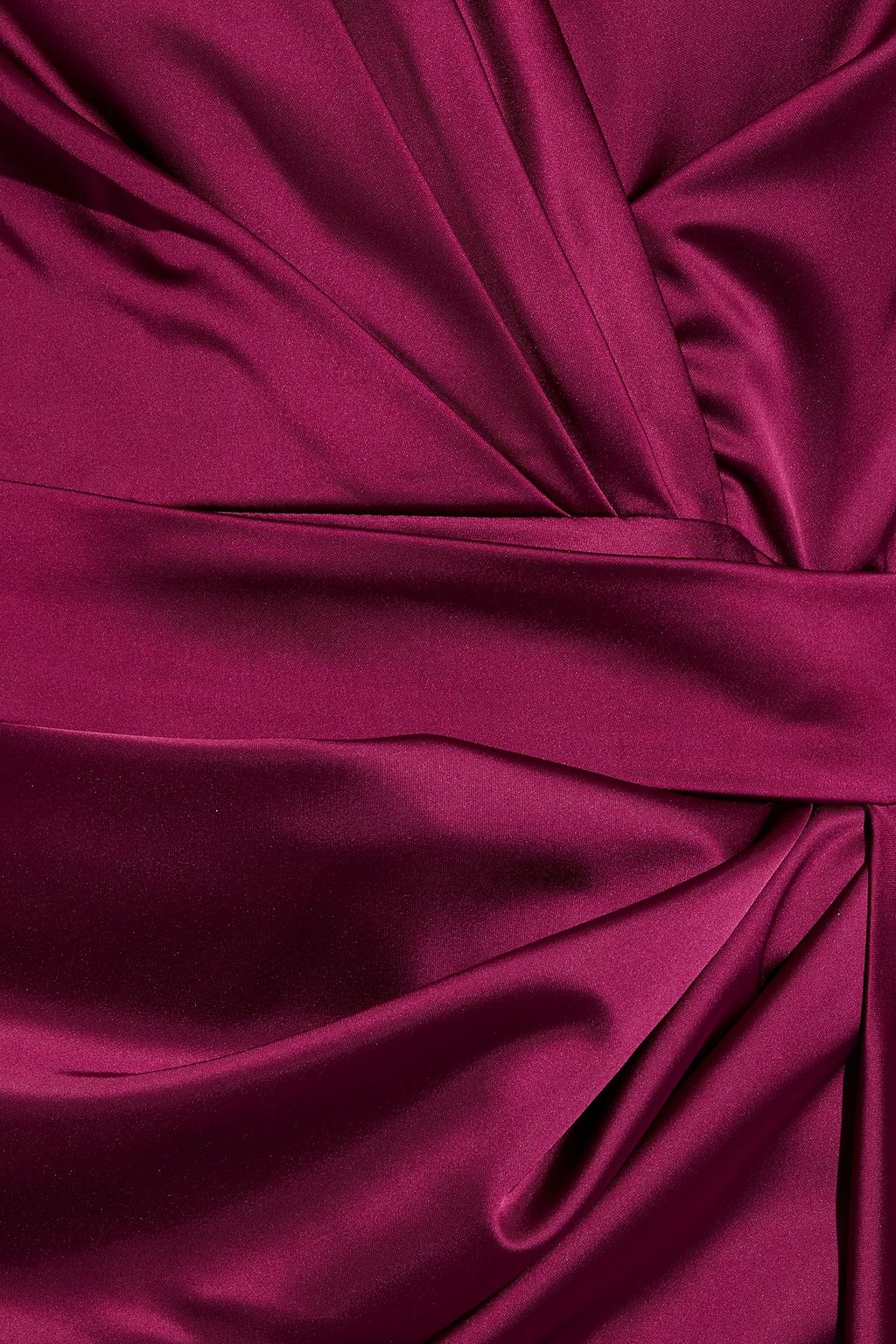 RHEA COSTA Belted draped satin gown