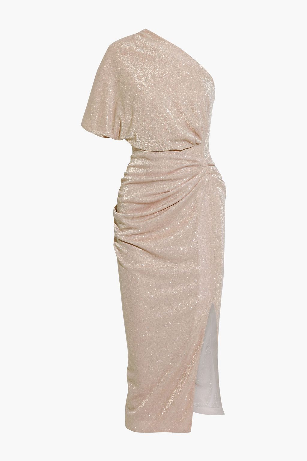 Gold One-shoulder wrap-effect metallic stretch-ponte midi dress | Sale up  to 70% off | THE OUTNET | RHEA COSTA | THE OUTNET