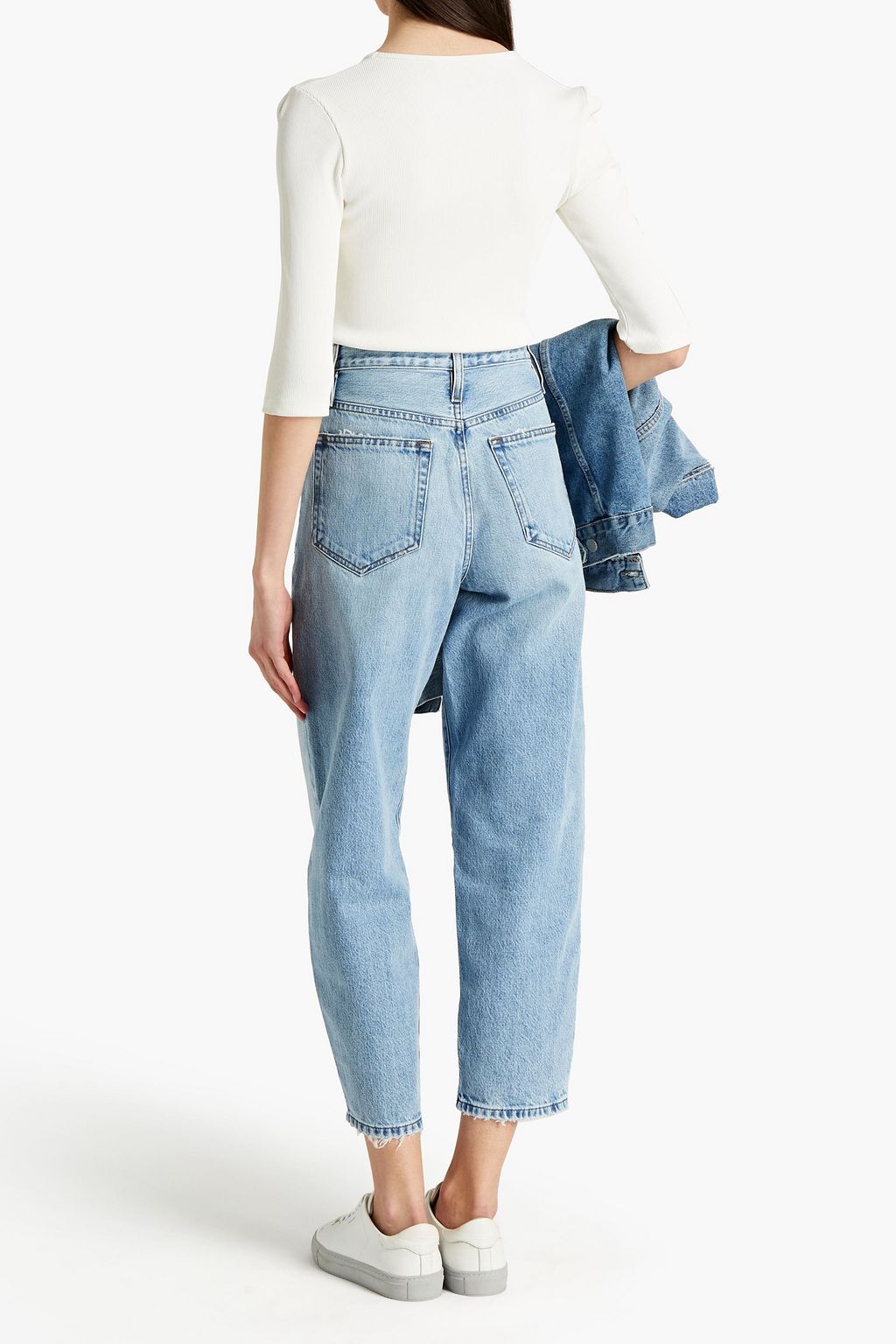 FRAME Cropped distressed boyfriend jeans
