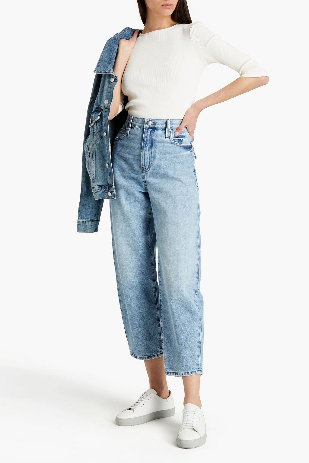 FRAME Cropped distressed boyfriend jeans