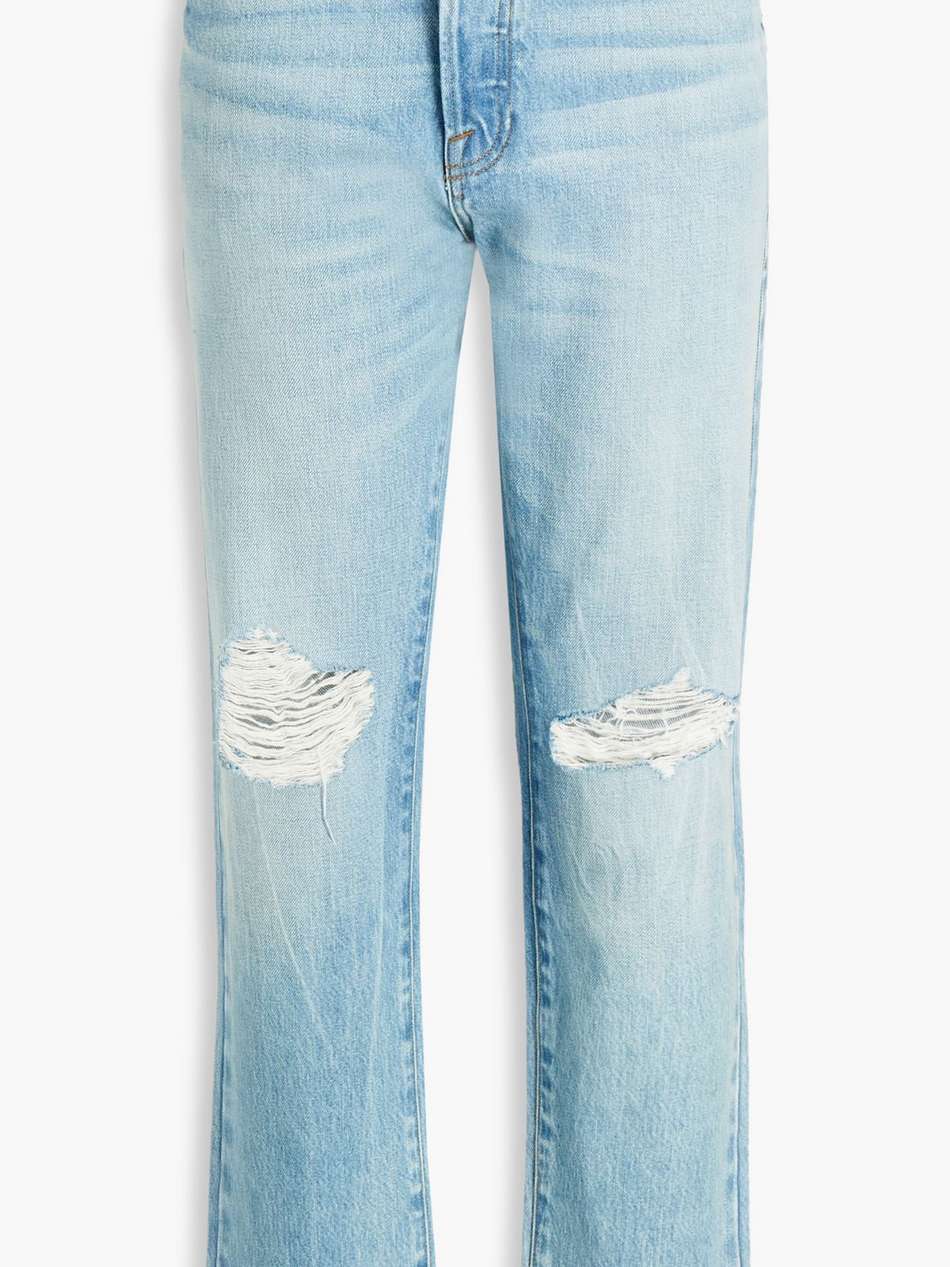 le slouch distressed high-rise straight-leg jeans
