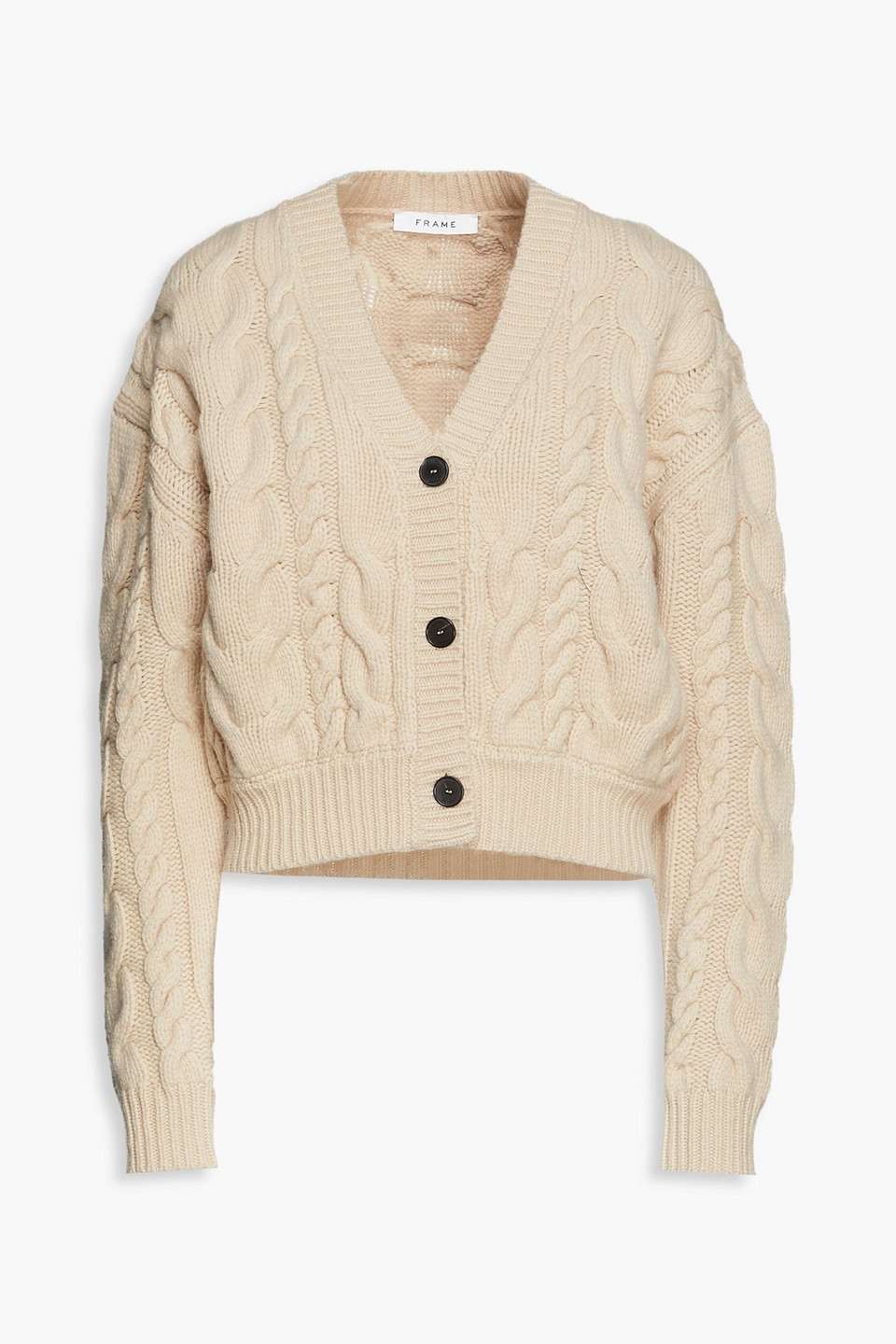 frame - cable-knit merino wool cardigan - neutral - m