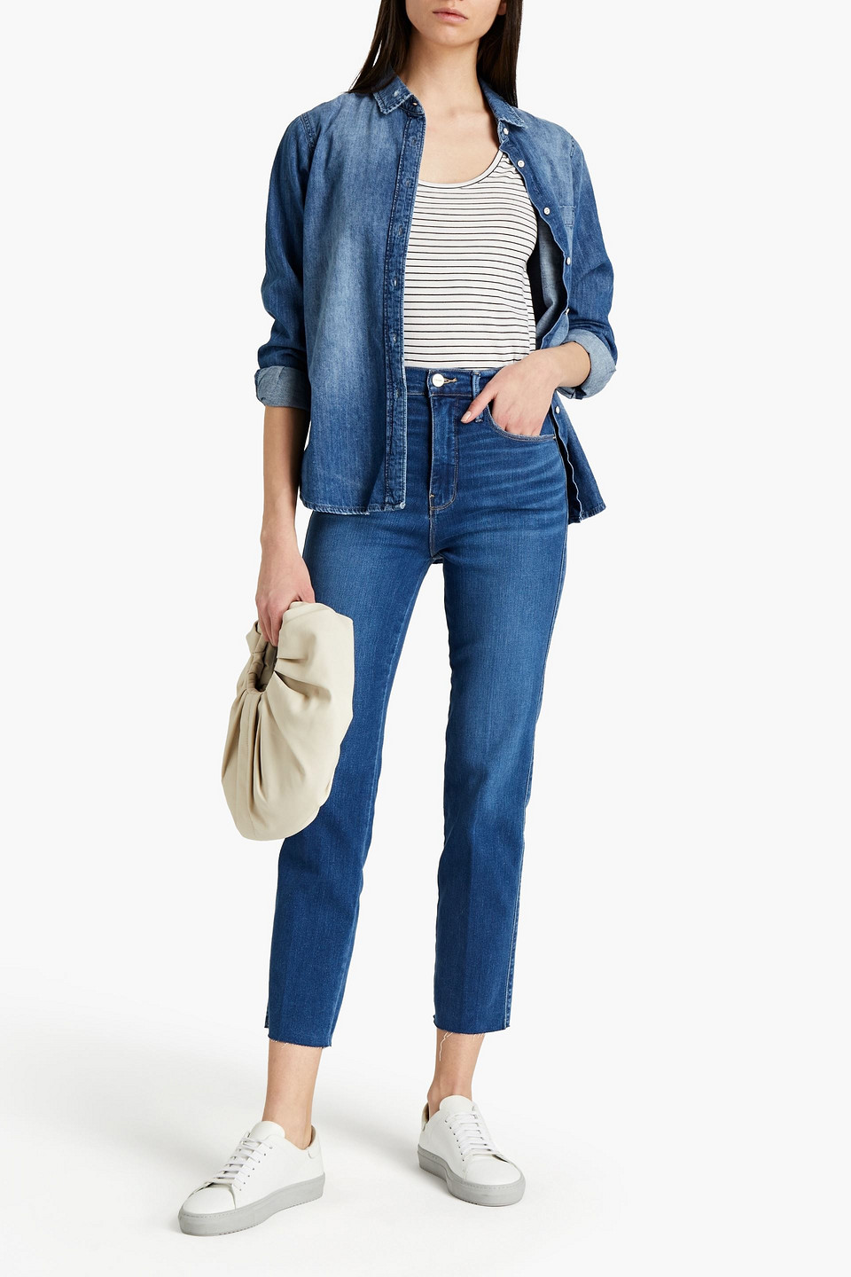 Frame Le Sylvie Cropped High-rise Slim-leg Jeans In Blue