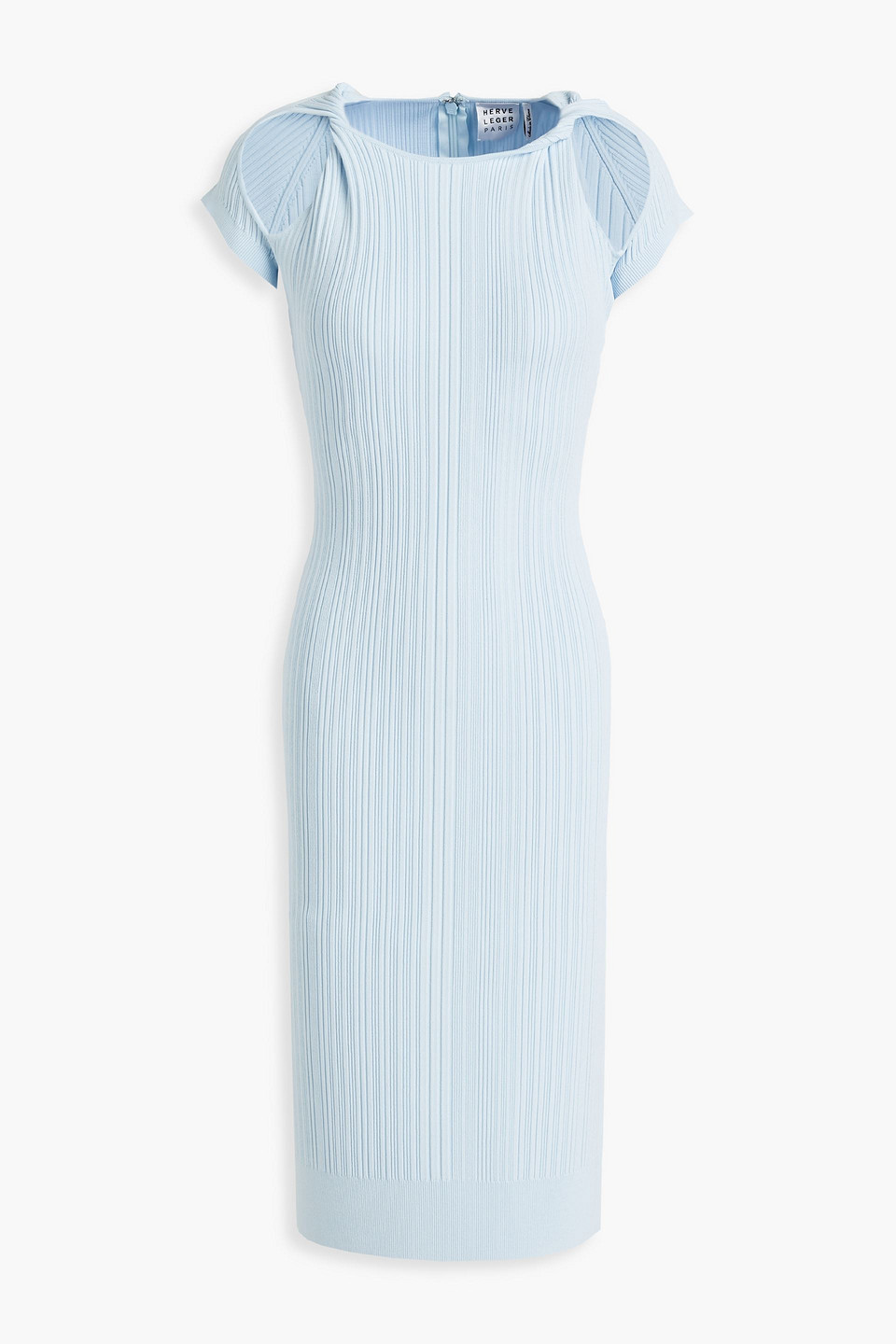 hervé léger - cutout twisted ribbed bandage dress - blue - xs