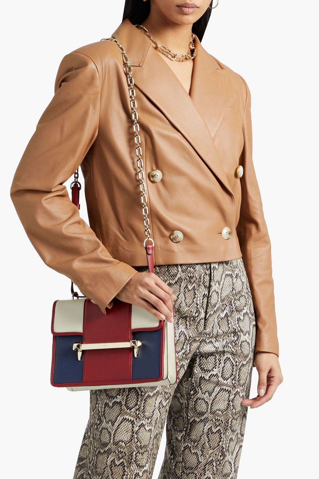 VALENTINO GARAVANI Uptown color-block leather shoulder bag