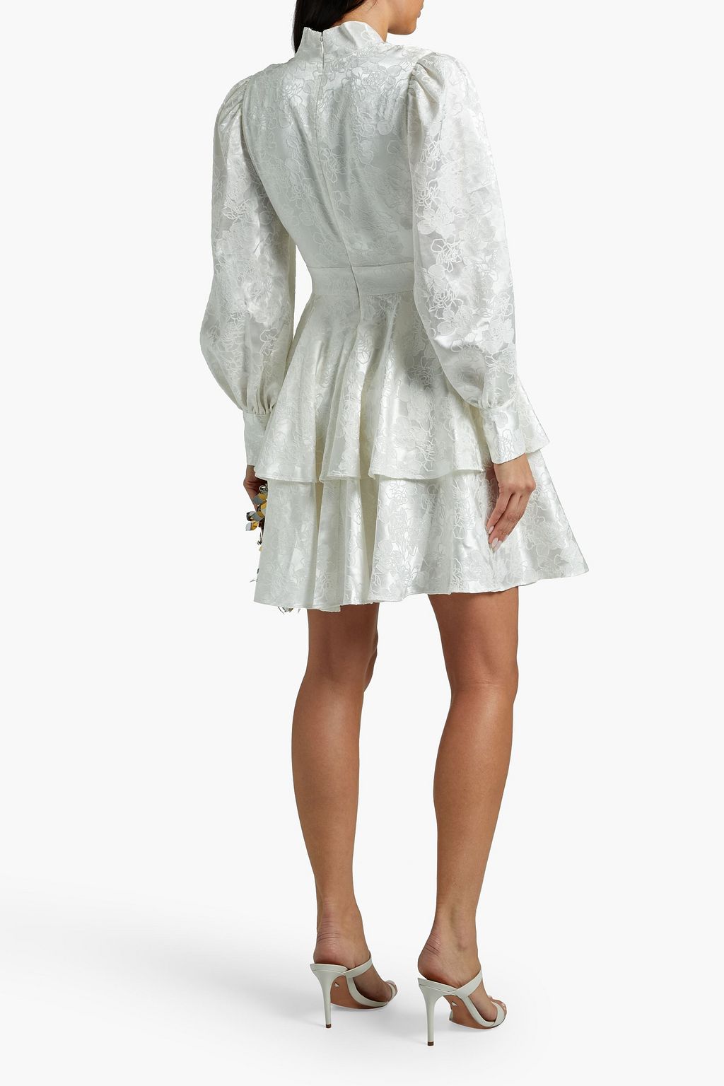 ONE33 SOCIAL Satin-jacquard peplum mini dress
