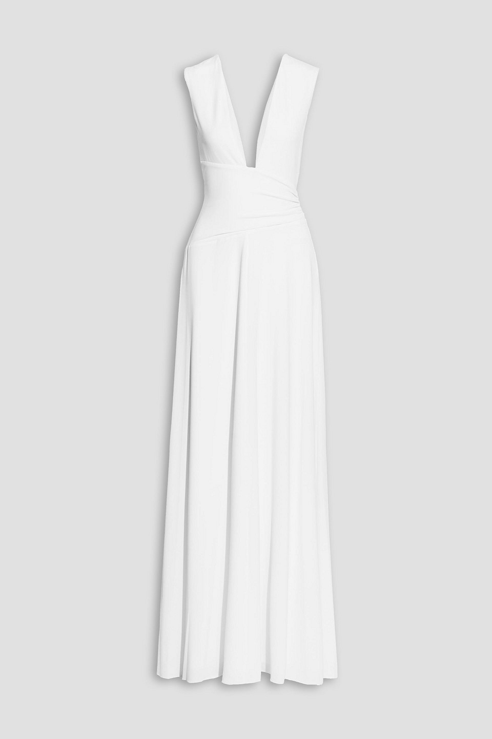 Halston Joj Gathered Stretch-jersey Gown In White