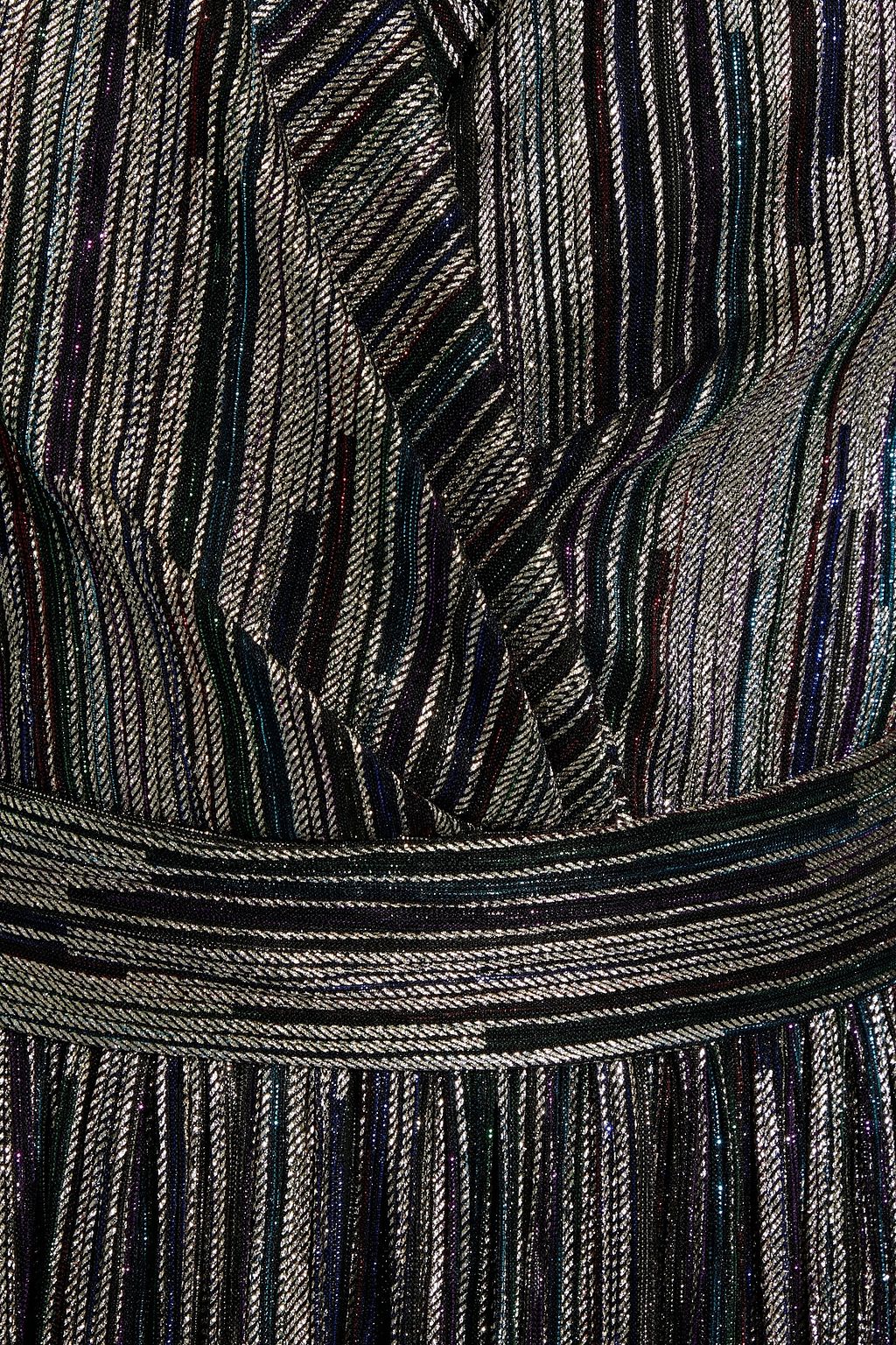 RHEA COSTA Wrap-effect metallic jacquard gown