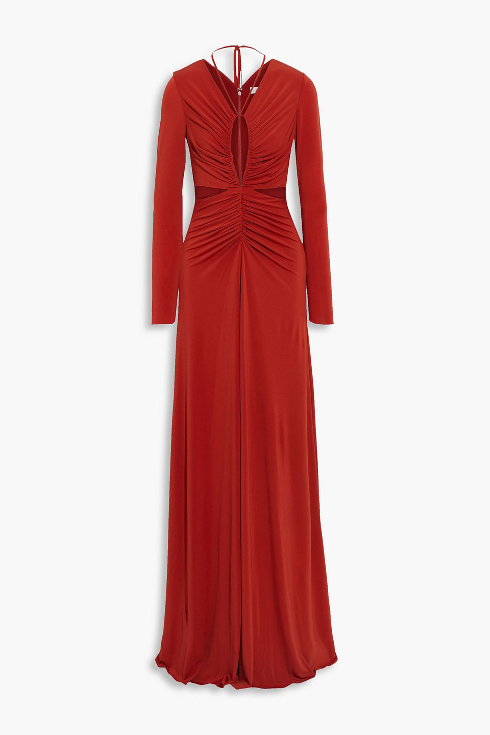 Halston Baylee cutout ruched stretch-jersey halterneck gown