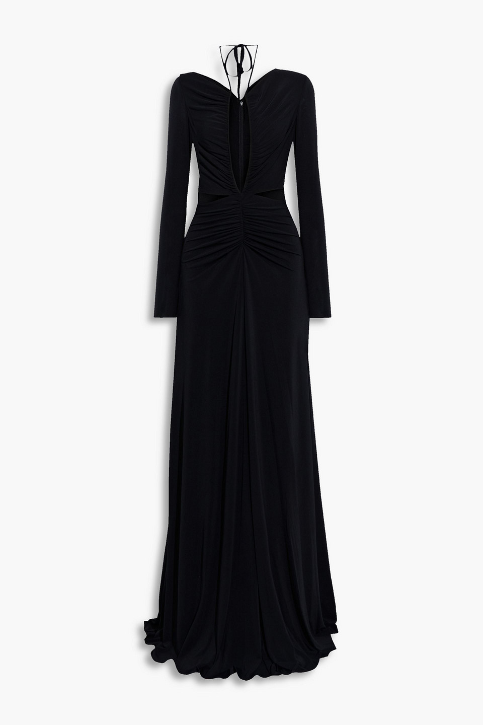 HALSTON BAYLEE CUTOUT RUCHED STRETCH-JERSEY HALTERNECK GOWN,3074457345629067125