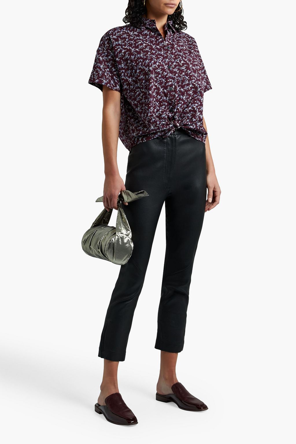 RAG & BONE Lenny Hemd aus Popeline aus Stretch-Baumwolle mit floralem Print und Bindedetail vorne