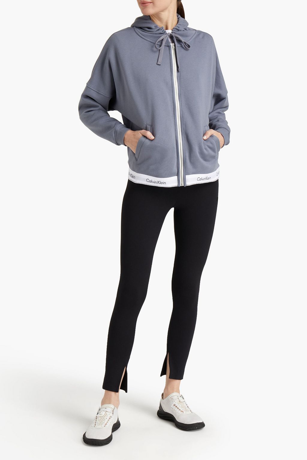 CALVIN KLEIN French cotton-blend terry hoodie