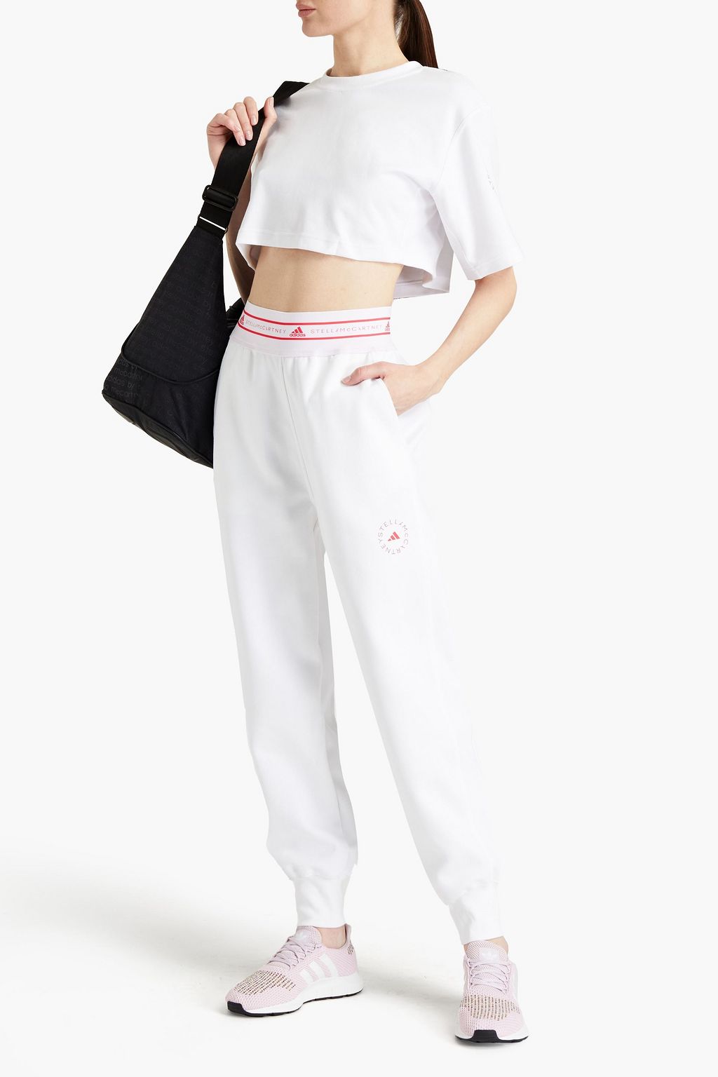 ADIDAS BY STELLA MCCARTNEY Cropped organic cotton-blend top