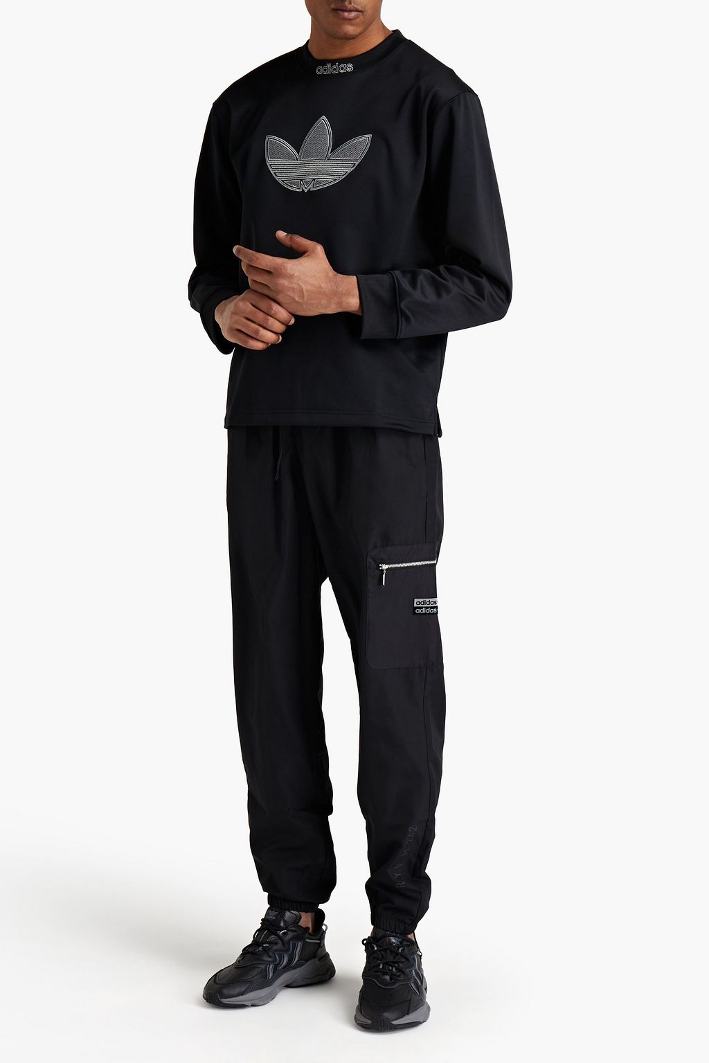 ADIDAS ORIGINALS Logo-embroidered fleece sweatshirt