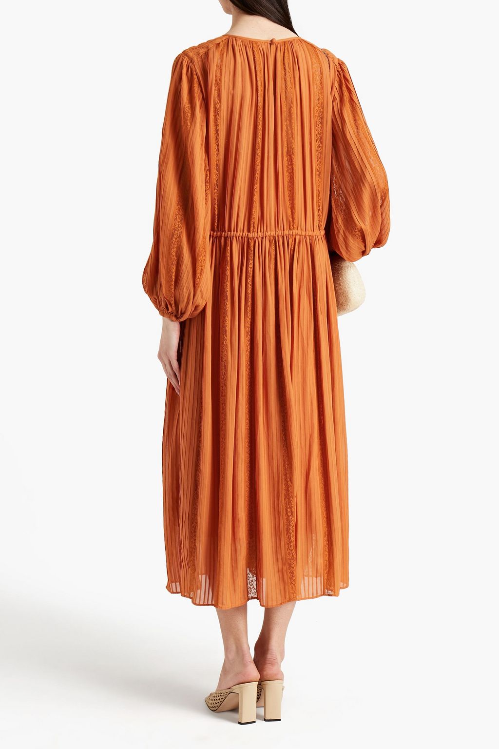 ZIMMERMANN Pintucked chiffon midi dress