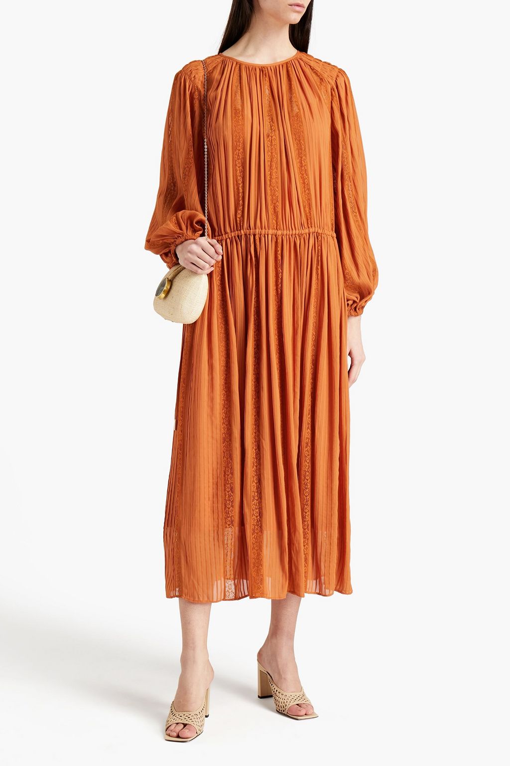ZIMMERMANN Pintucked chiffon midi dress