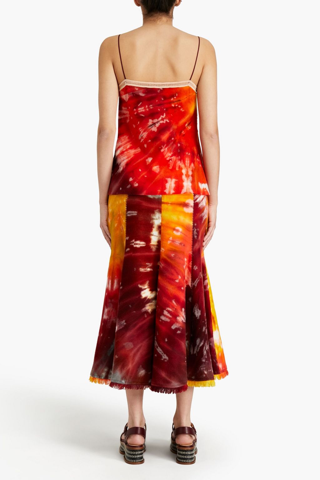GABRIELA HEARST Smith tie-dyed cashmere, lace and silk-chiffon camisole