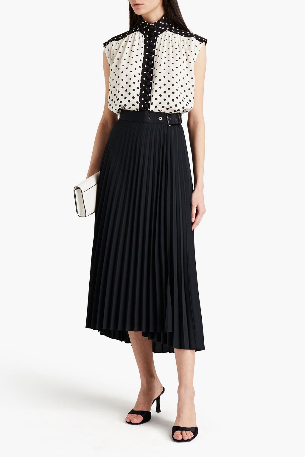 ZIMMERMANN Gathered polka-dot silk crepe de chine top