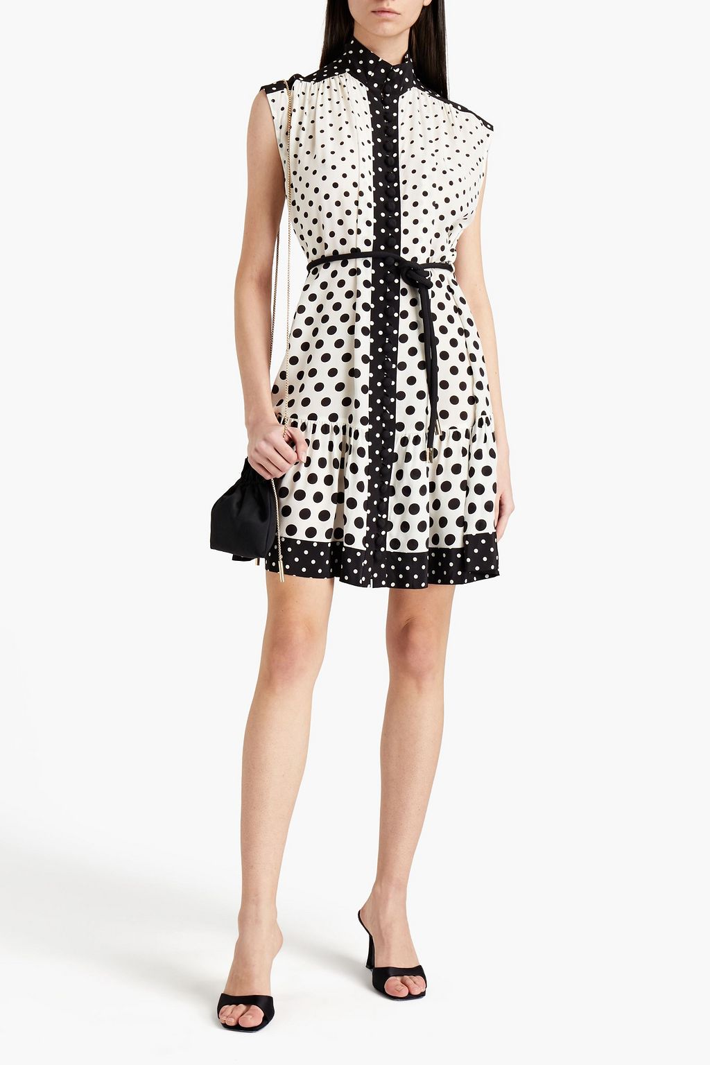 ZIMMERMANN Belted polka-dot silk crepe de chine mini dress