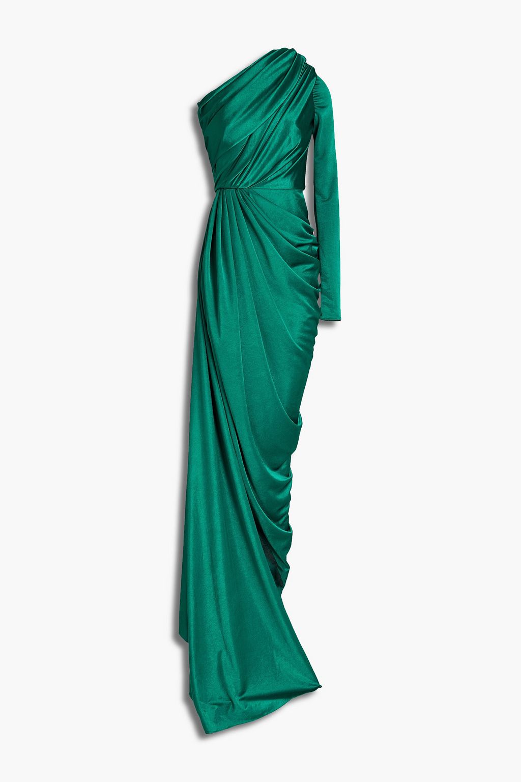 Emerald Draped satin-jersey gown | RHEA 