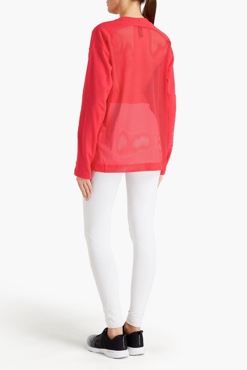 ADIDAS BY STELLA MCCARTNEY Mesh-paneled organic cotton-blend top