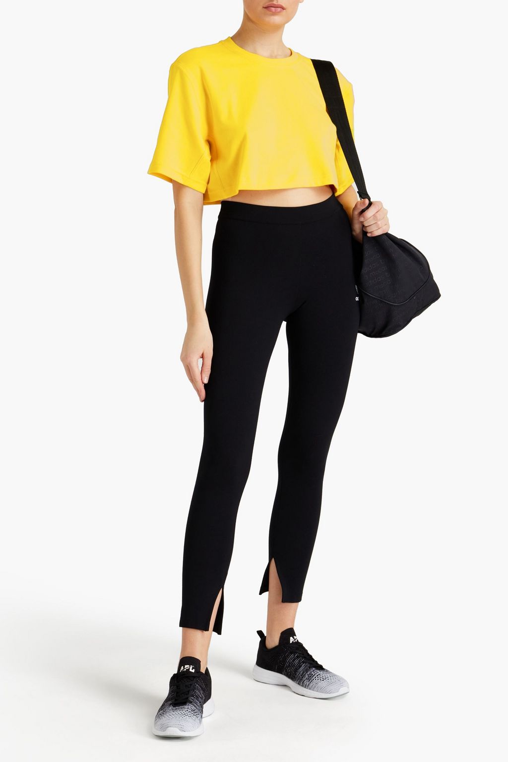 ADIDAS BY STELLA MCCARTNEY Cropped organic cotton-blend jersey top