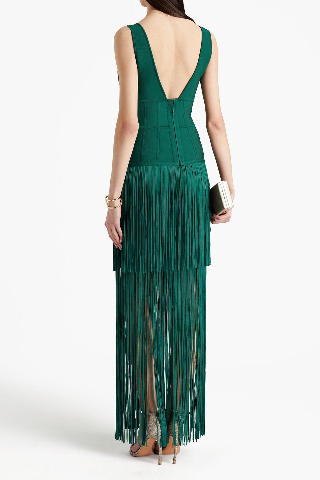 HERVÉ LÉGER Fringed bandage gown