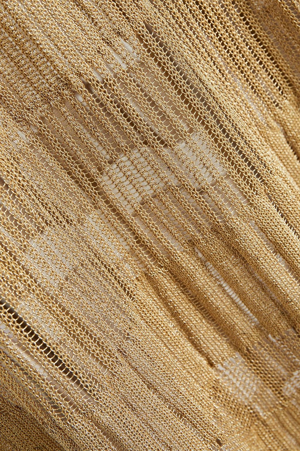 HERVÉ LÉGER Bandage-paneled metallic pointelle-knit gown
