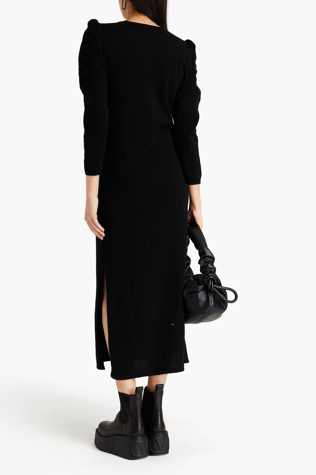 FRAME Gathered cashmere midi dress