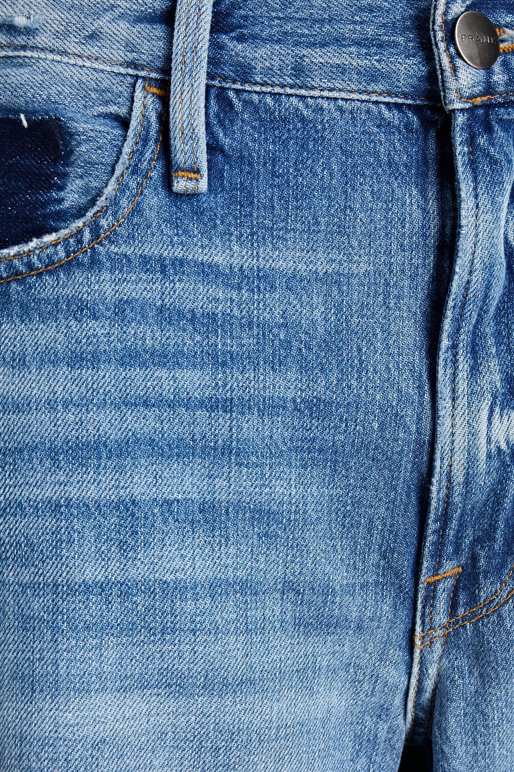 IMAAN X FRAME Distressed high-rise straight-leg jeans