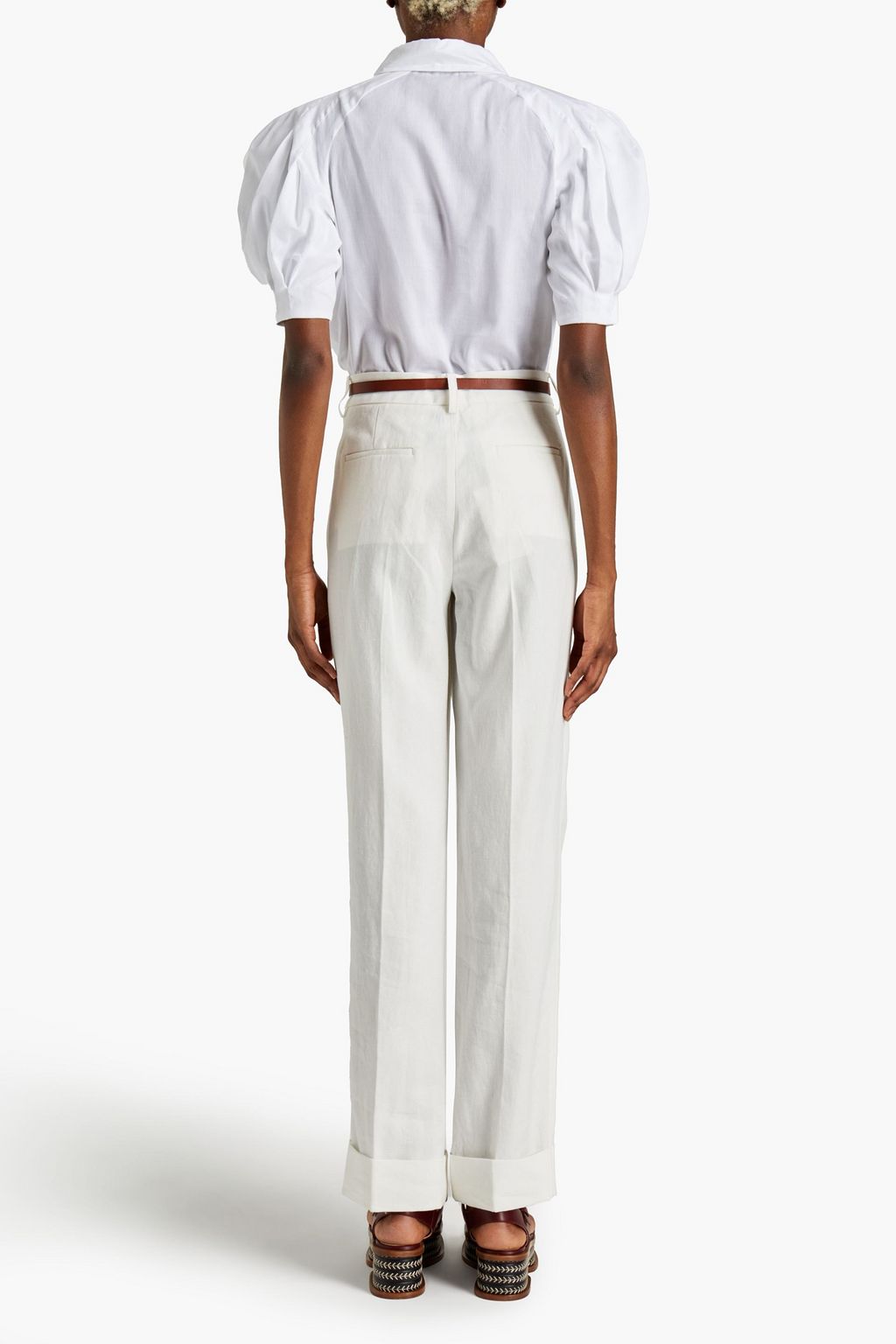 GABRIELA HEARST Belted linen straight-leg pants