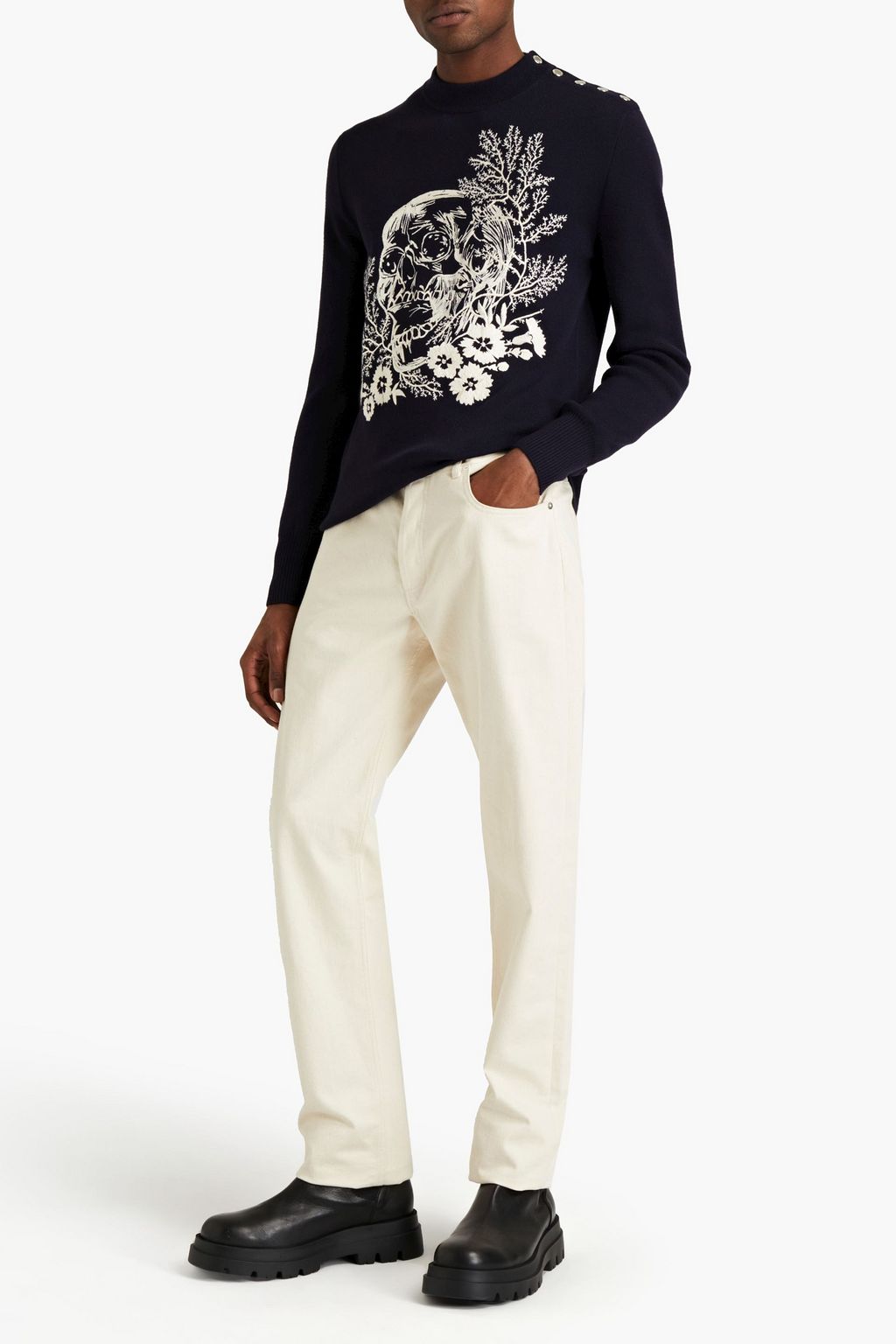 MCQUEEN Embroidered wool sweater