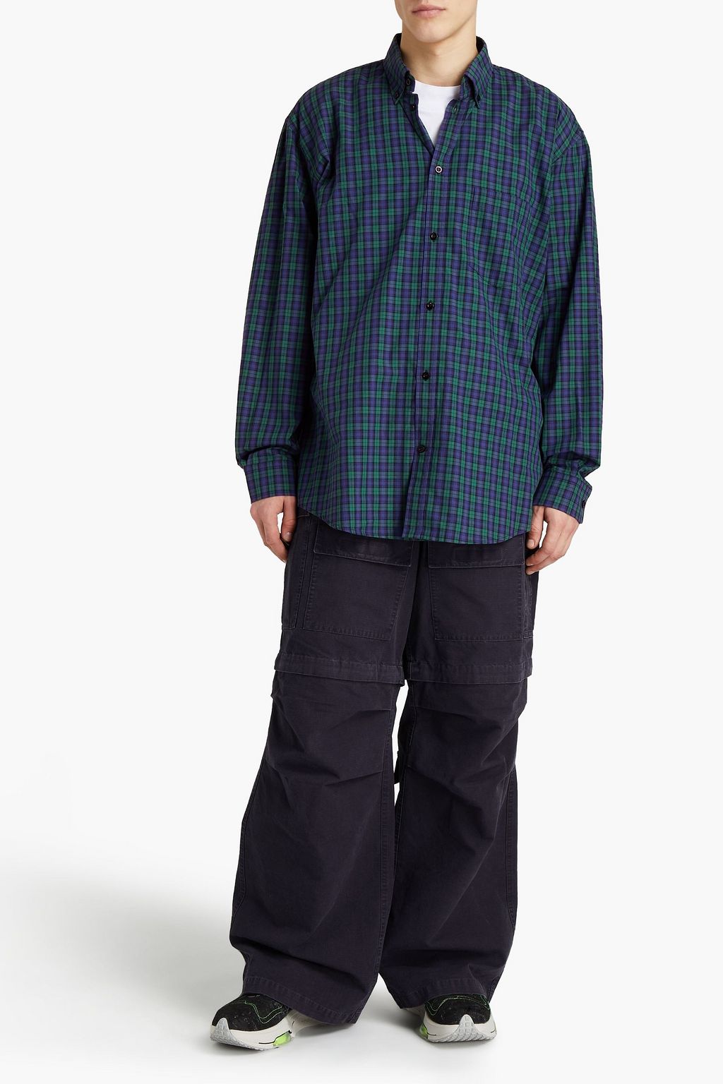 BALENCIAGA Printed checked cotton-poplin shirt