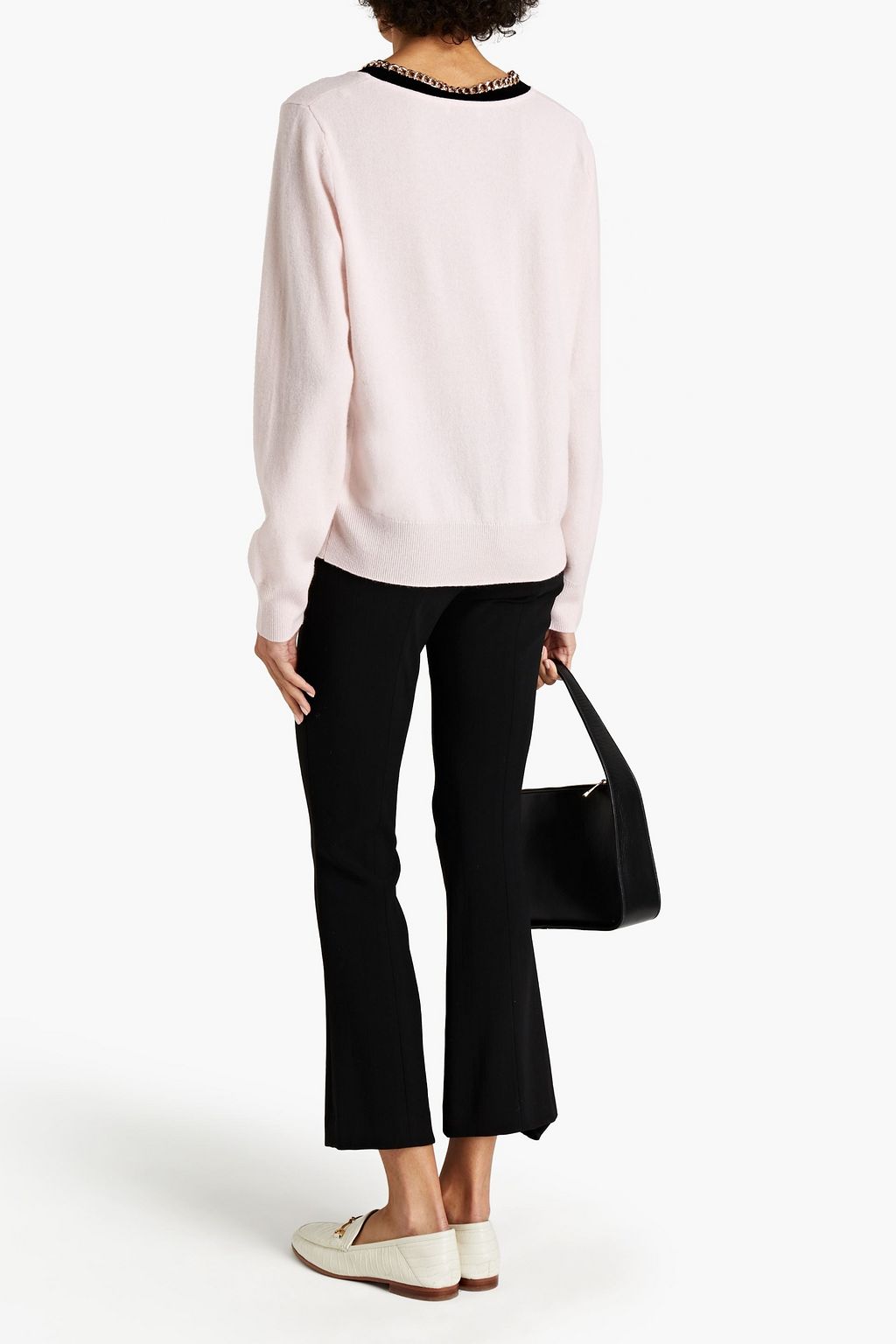 SANDRO Bradley chain-trimmed wool and cashmere-blend sweater