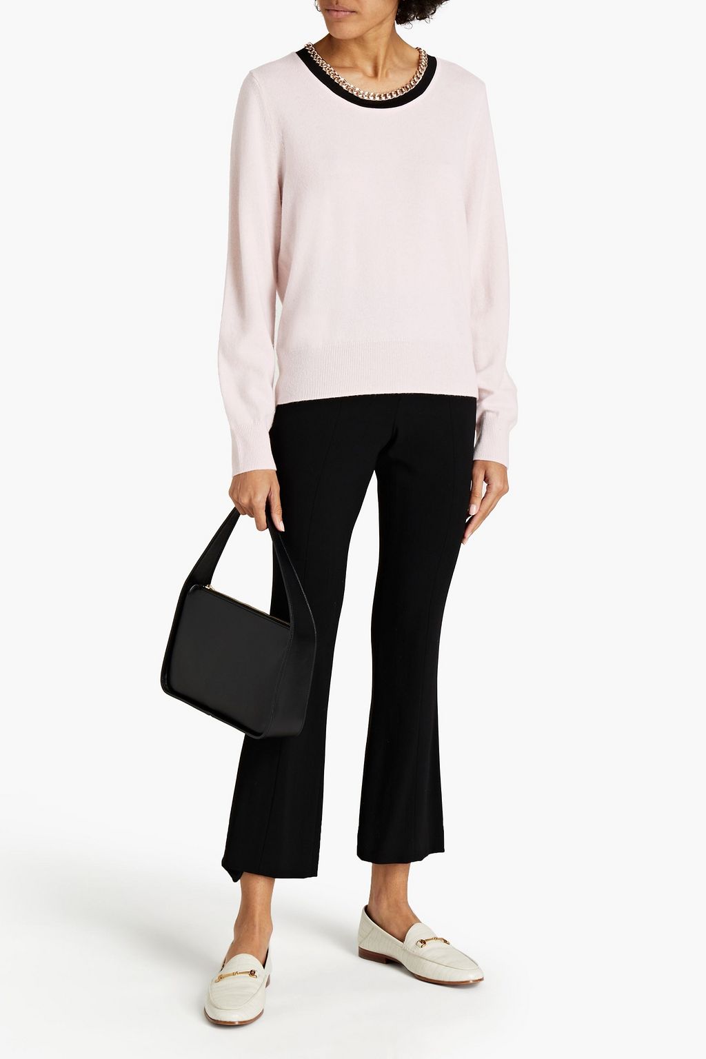 SANDRO Bradley chain-trimmed wool and cashmere-blend sweater