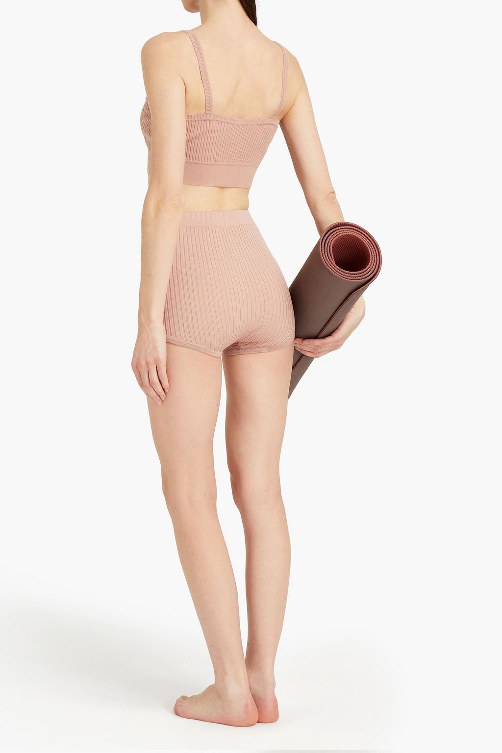 LIVE THE PROCESS Ribbed-knit sports bra