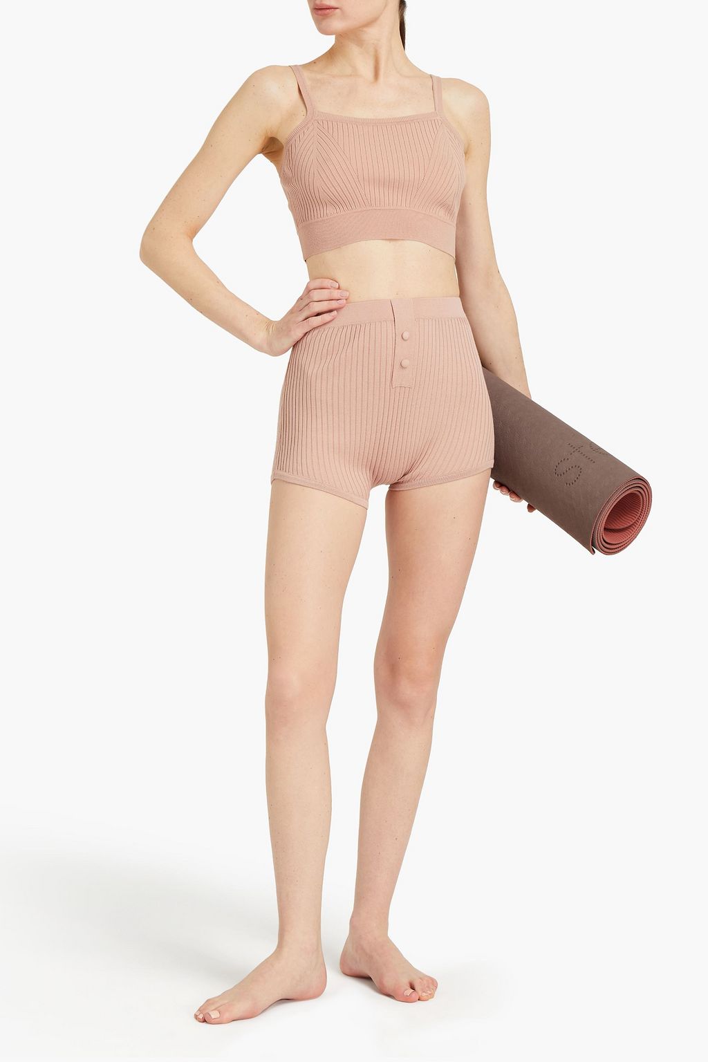 LIVE THE PROCESS Ribbed-knit sports bra