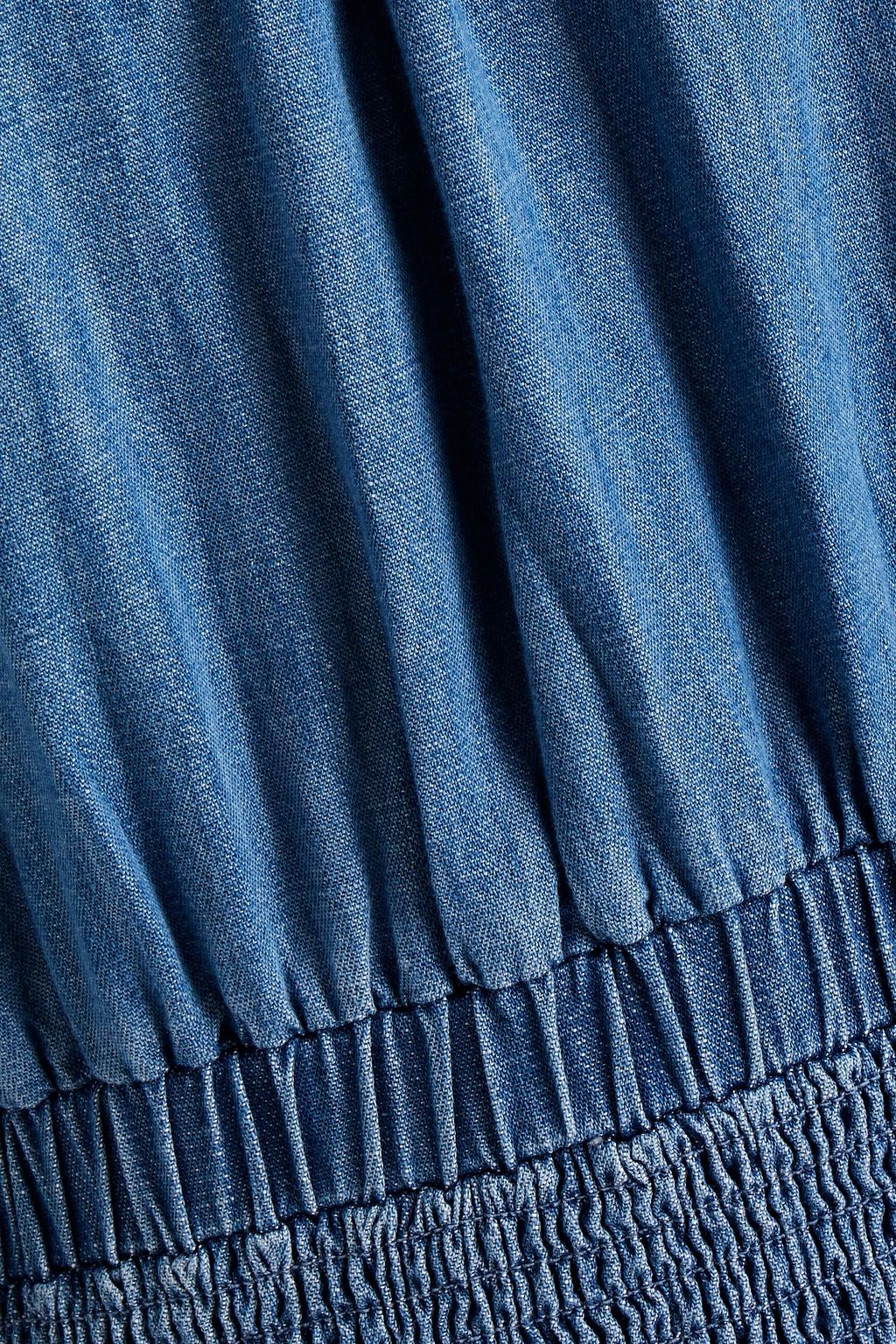 MICHAEL MICHAEL KORS Shirred cotton-chambray mini dress