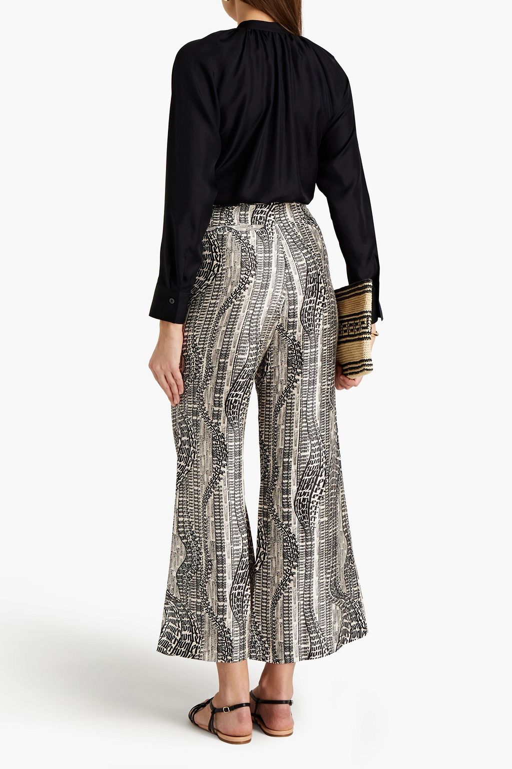 ZIMMERMANN Printed silk-satin kick-flare pants