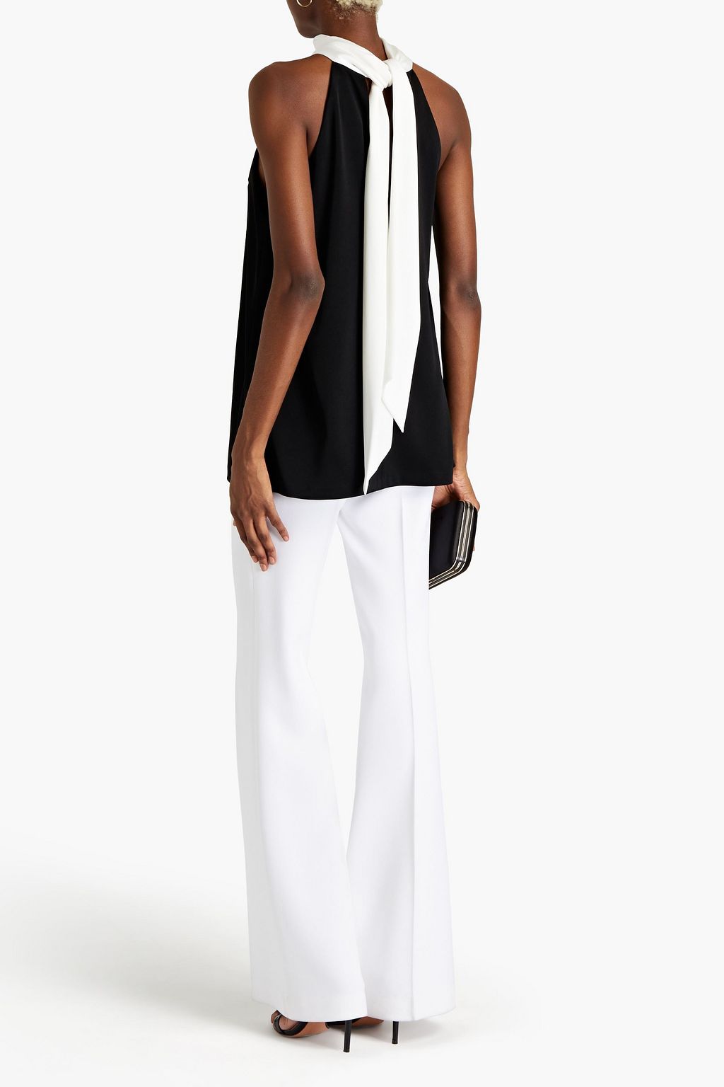GALVAN  LONDON Two-tone satin-crepe top