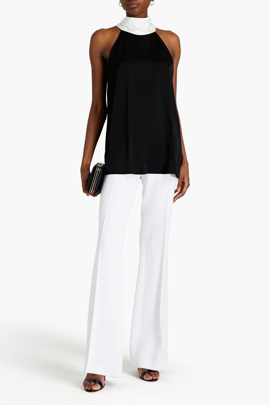 GALVAN  LONDON Two-tone satin-crepe top