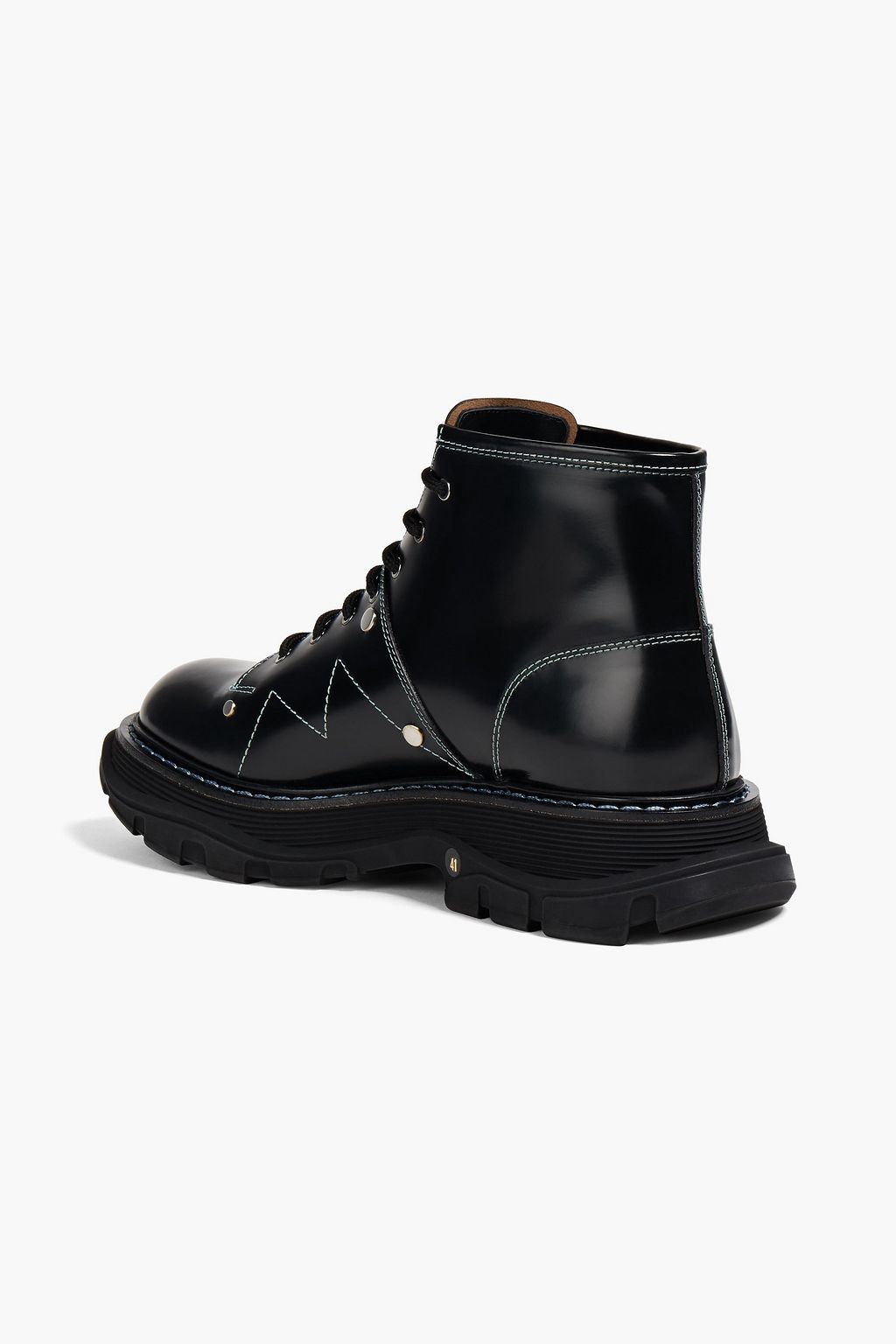 MCQUEEN Studded glossed-leather boots