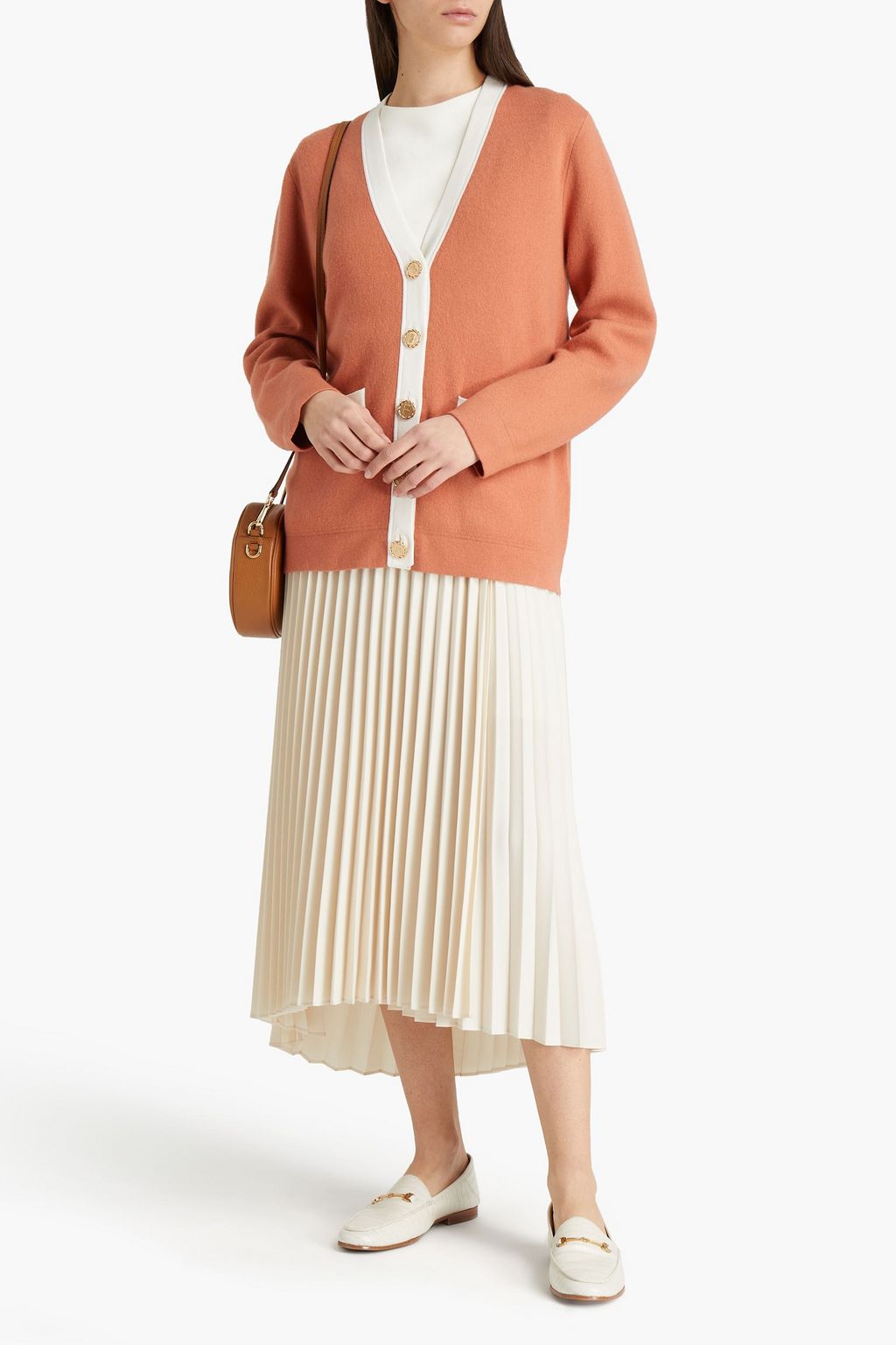 SANDRO Deborah two-tone knitted cardigan