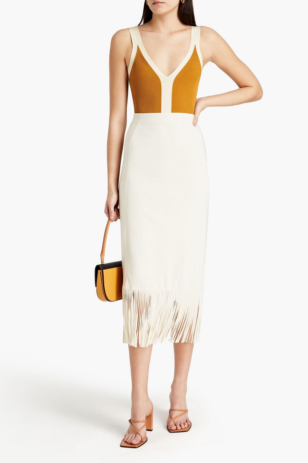 SANDRO Nate two-tone ribbed-jersey bodysuit