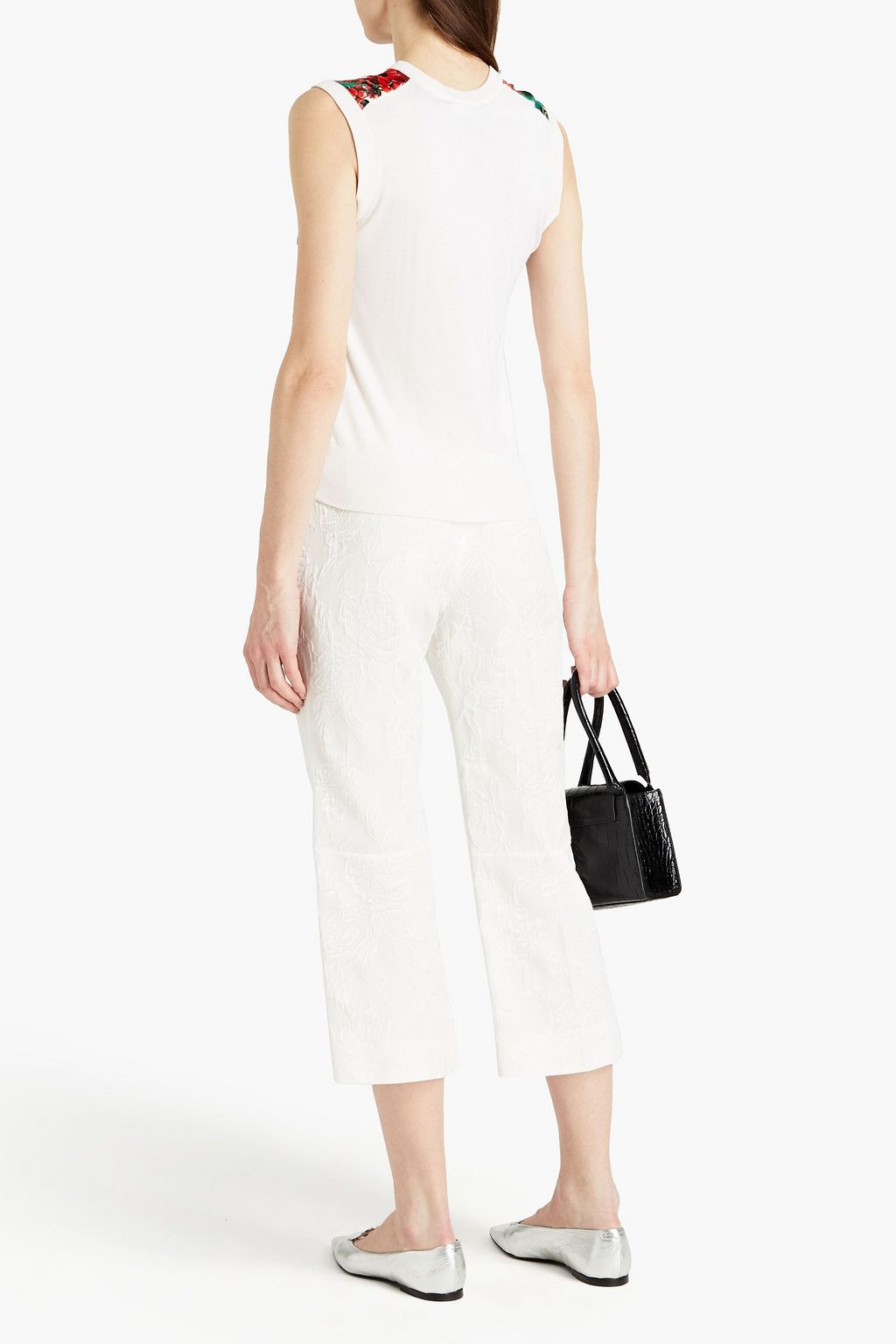 DOLCE&GABBANA Button-embellished cotton-blend cloqué kick-flare pants