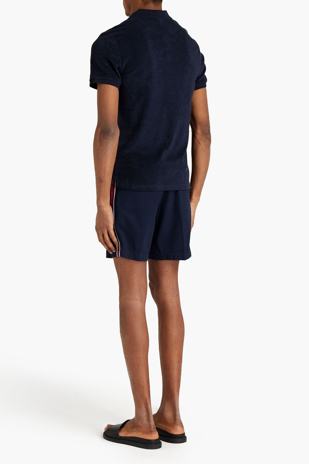 MICHAEL KORS Jacquard-trimmed cotton-blend seersucker shorts