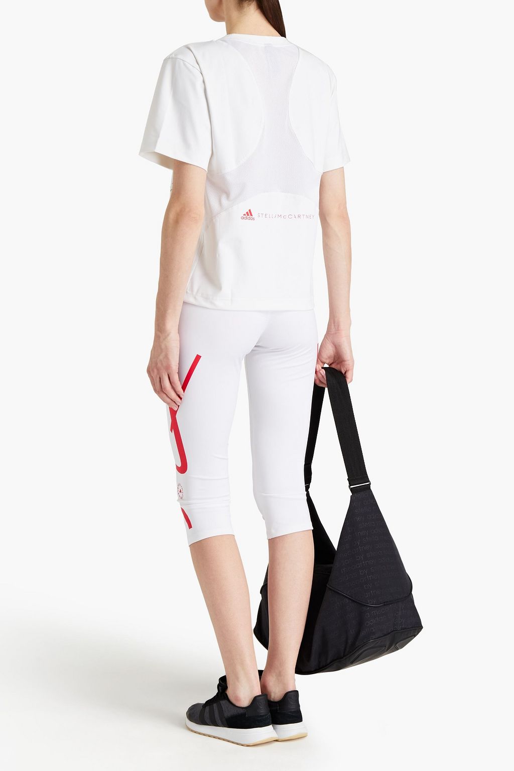 ADIDAS BY STELLA MCCARTNEY Perforated printed stretch-jersey T-shirt