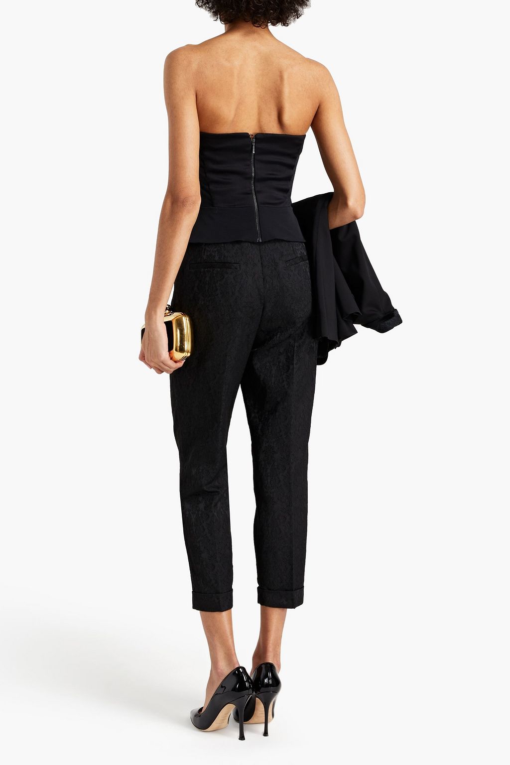 DOLCE&GABBANA Cropped satin-jacquard tapered pants